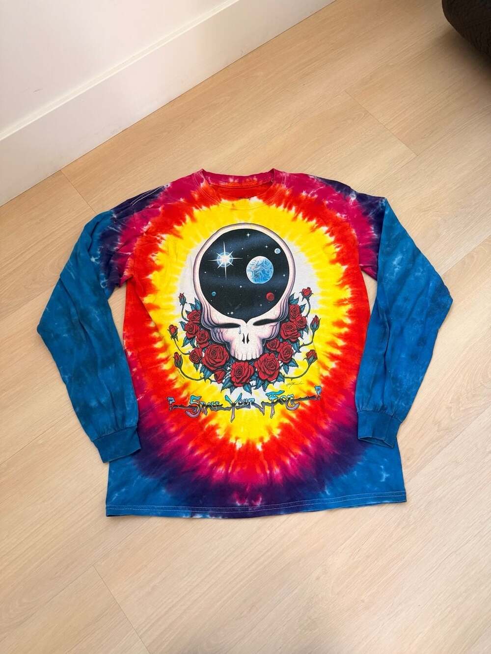 Liquid Blue Grateful Dead Space Your Face Long Sleeve Tie Dye T-Shirt